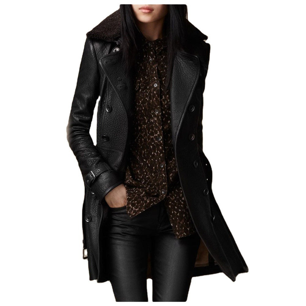 Stylish, sleek, slim, faux leather jacket