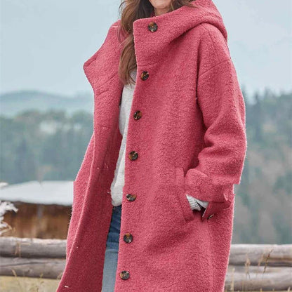 Trench-coat mi-long en tweed épais pour femme