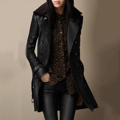 Stylish, sleek, slim, faux leather jacket