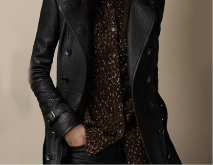 Stylish, sleek, slim, faux leather jacket