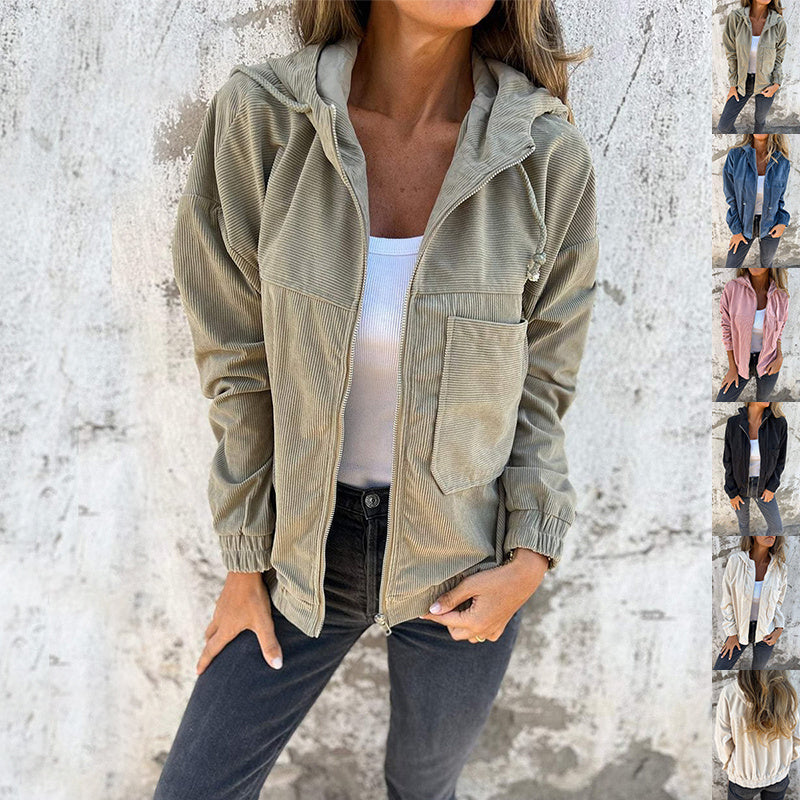 Veste avec fermeture éclair et poches, style décontracté parfait pour un usage quotidien.
